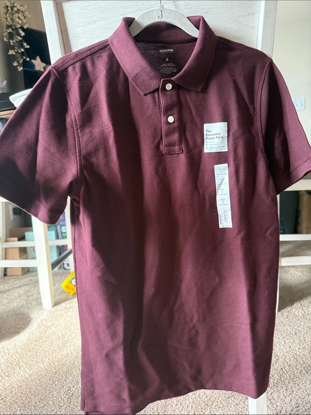 Sonoma Men's Short-Sleeve Polo in Burgundy